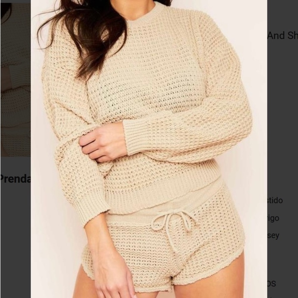 MISSY EMPIRE Karin Beige Waffle Knit Jumper and Short